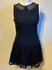 H! By Henry Holland Dress Size 14 lace navy and black sparkly collar