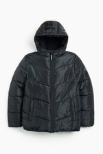 BOYS BLACK QUILTED HOODED PADDED PUFFER JACKET AGE 13 - 14 YEARS NEW