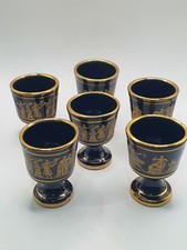 Set of 6 Spathas Keramik Egg Cups 24K Gold Plate Handmade in Greece