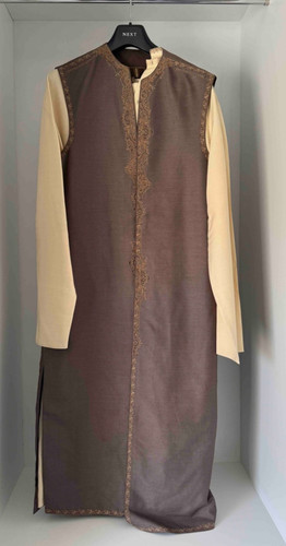 Piece cream brown sherwani - piece,