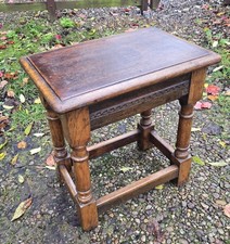 A Lovely Antique Oak Joint Stool Ideal Coffee Lamp Bedside Small Table