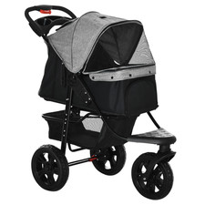 Dog Puppy 3 Wheel Stroller Pushchair Travel Folding Adjustable Canopy Storage