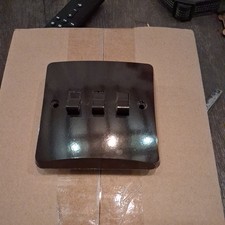 Vintage/Retro MK Light Switch 1960s Triple Toggle, Brown