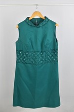Vintage Peggy French Couture Dress UK Size 14 Green 1960's Shift Short Sequins