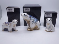 ROYAL CROWN DERBY MOTHER & BABY'S POLAR BEAR FAMILY PAPERWEIGHTS