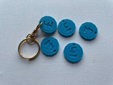 Shopping Trolley Token £1 Reusable Trolley Coin – Pack of 5 Tokens + Keyring