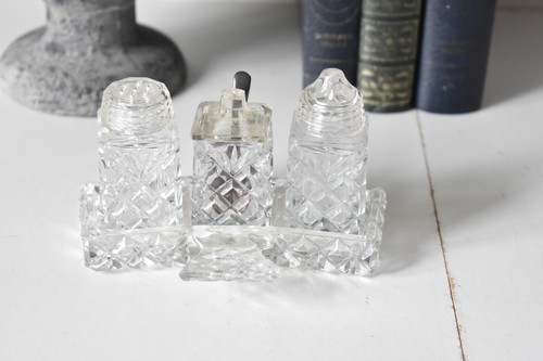 Vintage cut glass condiment - vintage,