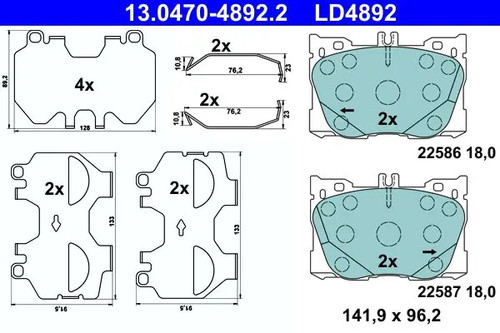 Brake pads 0470 - pads, 13.0470-4892.2
