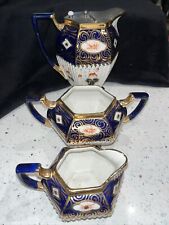 Antique S. Johnson LTD. Burslem Gaudy Imari Welsh Water Jug, Creamer&sugar Bowl