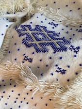 Bedspread Throw Moroccan wedding blanket embroidered blue beads 190cm x 275 cm