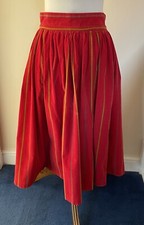Midi Skirt in Red Stripe Laura Ashley Needlecord. Hand made. 100% Cotton. UK 12.