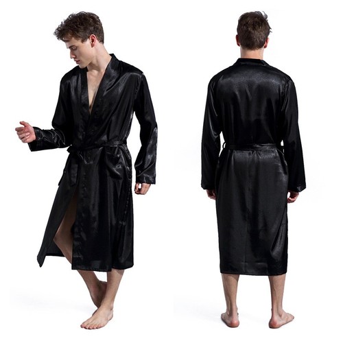 Mens long satin silk pajamas - mens,