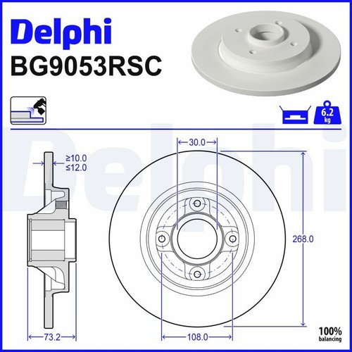 Brake disc delphi bg9053rsc - delphi,