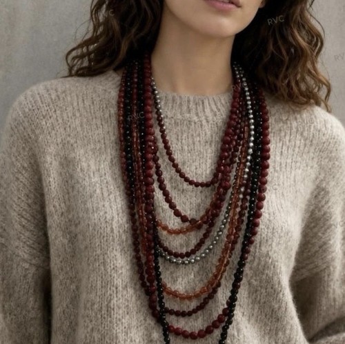 Zara beaded necklace statement - beaded,