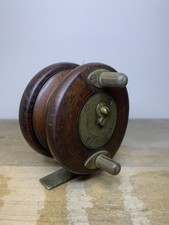Vintage English Nottingham wood and brass starback reel Slater latch