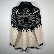 Lauren Ralph Lauren Fair Isles 1/4 Zip Sweater 100% Wool Nordic Mens Size M