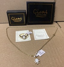Vintage Giani Jewellery Gold Plated Ladies Oval Opal Stone Ring & Necklace Set