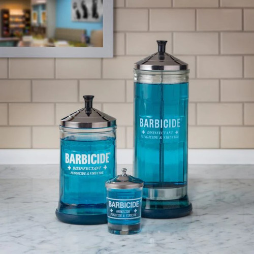 Barbicide glass jar - barbicide,