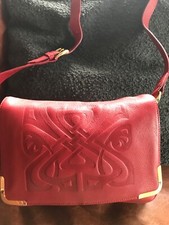 BEAUTIFUL RED LEATHER EMBOSSED BIBA HANDBAG BNWOT