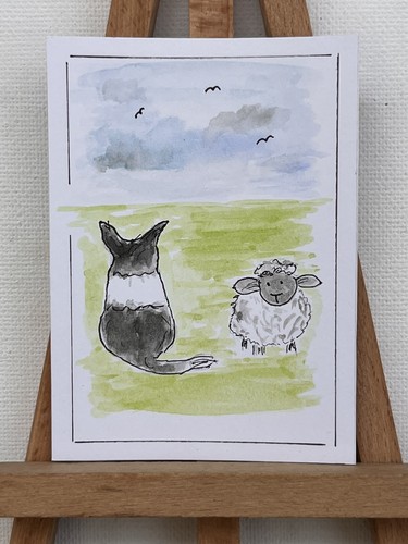 Aceo original art - art, sheep