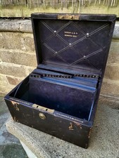 Antique Victorian Jenner & Knewstub Leather Despatch Deed Box,Old Travel Case