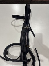 Sabre Black Full Size English Leather Bridle Brass Buckles #2