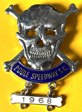 POOLE  PIRATES   1968    SILVER    SPEEDWAY    BADGE  &  BAR