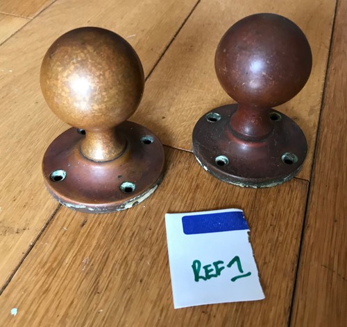 Pair vintage brass door knobs - pair,