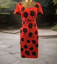 COLLECTION DEBENHAMS womens red & black flower lined occasion dress size 14