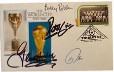 FDC SIGNED By 4 World Cup - Bobby Robson, Peter Shilton, Glenn Hoddle, Dixon COA