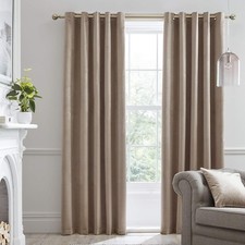 Eyelet Curtains Pair Montrose Brown Beige W90''xL90''Blackout Bed Living Room