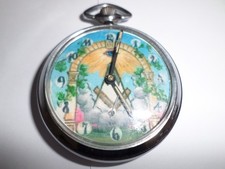 OLD MASONIC POCKET WATCH. BEAUTIFUL PICTURE DIAL. 1950?