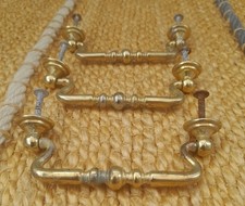 3  Metal Swan Neck Drop Pulll Drawer Cabinet Cupboard Handles SALVAGED 