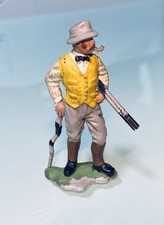 BRITAINS HERALD Farm - Vintage Plastic Figure - Farmer Yellow with Shotgun