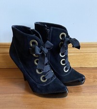 Black Boots Size 6 Carvella EUR 39 Suede Leather Victorian Steampunk High Heel