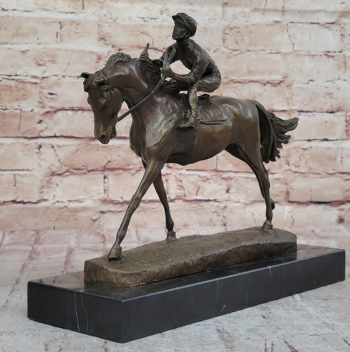 Jockey riding horse bronze - riding,