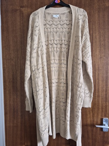 Beige fatface longline crochet - beige,
