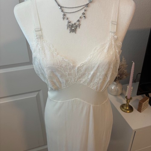 Vintage white nylon full slip - vintage,