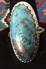 STERLING SILVER PERSIAN TURQUOISE RING SIZE 8 - KENNY RAY MCNEILLEY JR.