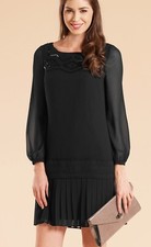 MONSOON ROXANNE BLACK CHIFFON BEAD DROP WAIST 20'S FLAPPER DRESS 12 £119 NWOT