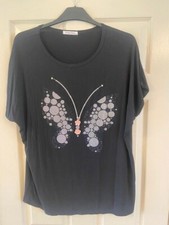Ladies Forresta Bella Sparkly Top - Black with Lovely Butterfly Sparkle Patter