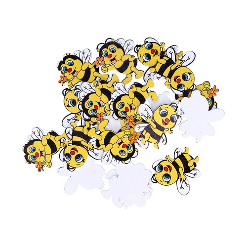 20x wooden buttons bee shape - wooden,