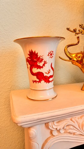Meissen funnel vase red ming - vase,