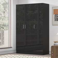 3 Door Plain Wardrobe - Black