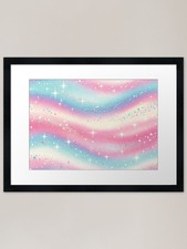 Pink Blue Glitter Waves Framed