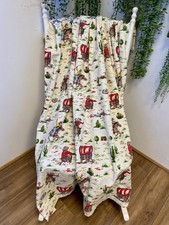 Cath Kidston Cowboy Cream Red Green Cotton Eyelet Single Curtains 56”Wx55”D