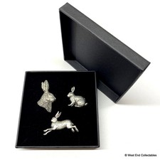 3 x Rabbit Hare Brooch Box Set