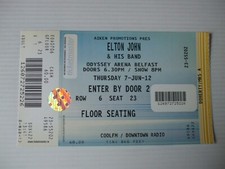 ELTON JOHN & HIS BAND AT SSE ARENA BELFAST 7/6/2012 [ USED CONCERT TICKET ]