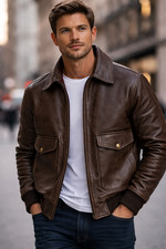 brown leather jacket men