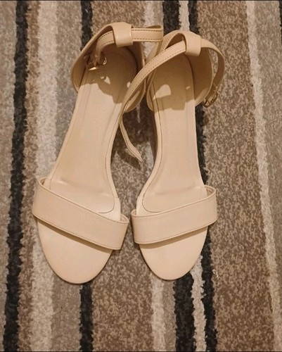 Ladies cream mini heeled - cream,